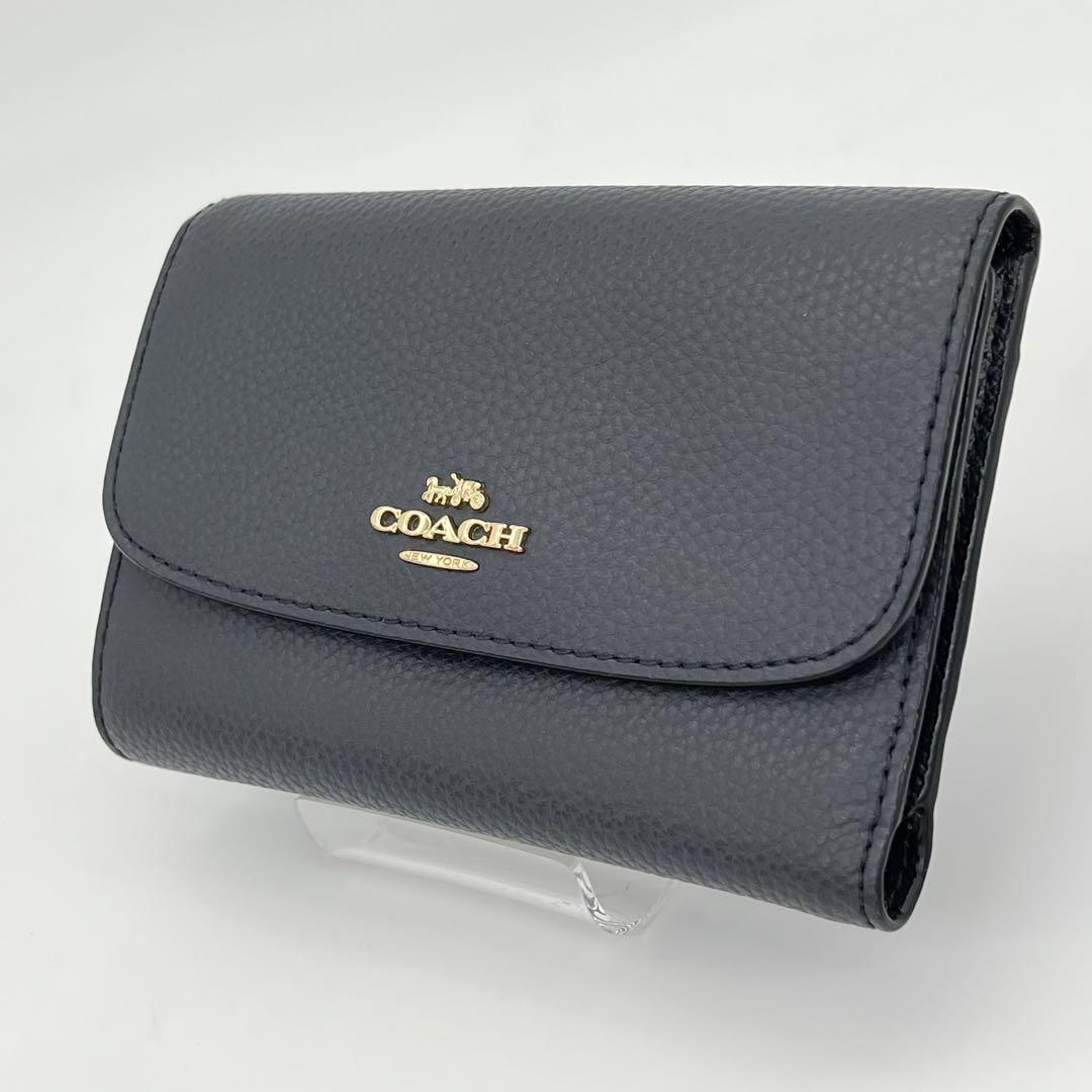 美品 coach コーチ がま口 財布 ゴールド金具 赤 レザー シボ革