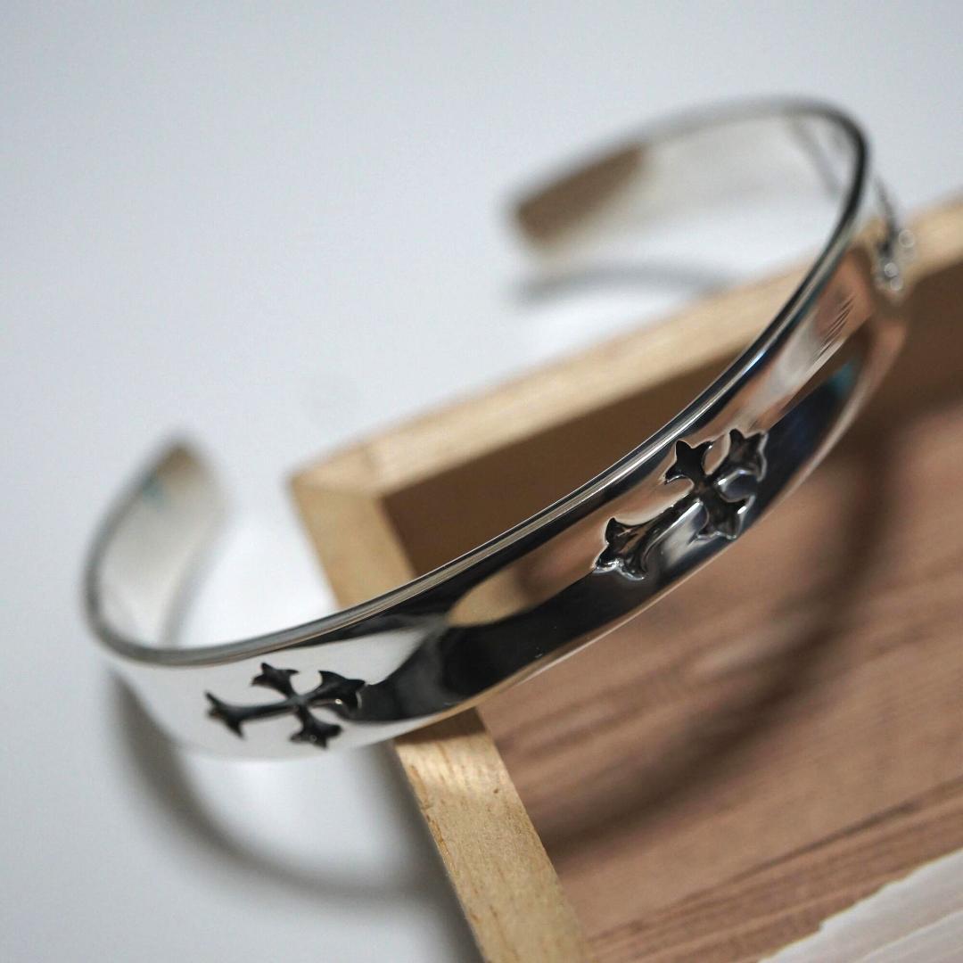 シルバーバングル ブレスレット 銀 メンズ 十字架 クロス プレゼント