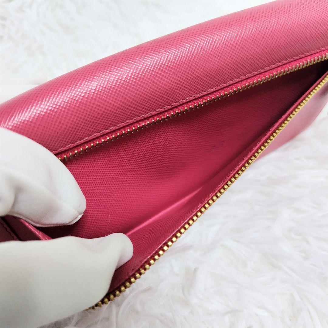 美品✨プラダ♡マルチカラーフラップ長財布　サフィアーノレザー　ゴールド金具ピンク