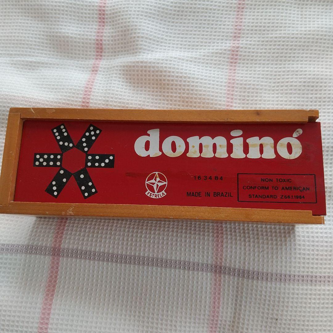 ⑤①レトロ木箱入りゲームドミノ　ブラジル製 説明書つき