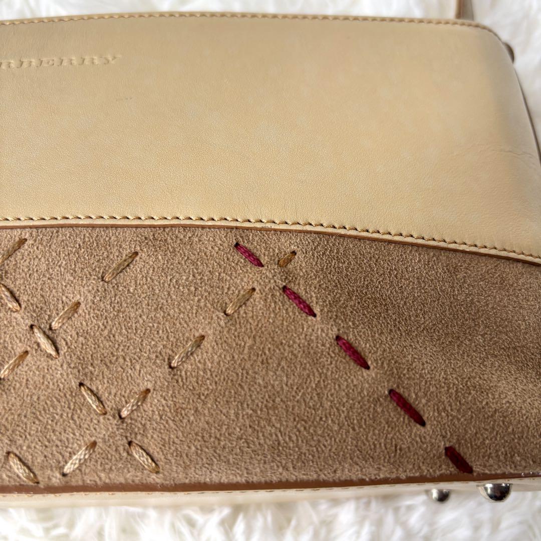 Burberry　バーバリー ワイルドステッチ レザー スエード 　ハンドバッグ