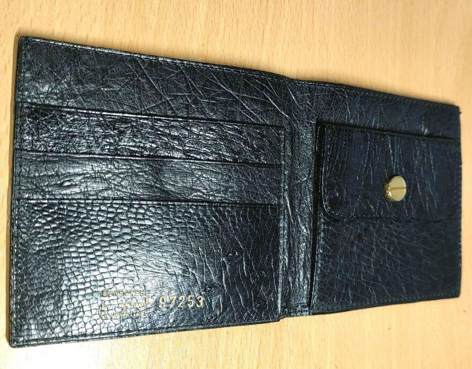 値下げしましたBORBONESE 二つ折りオーストリッチ財布 97253 黒