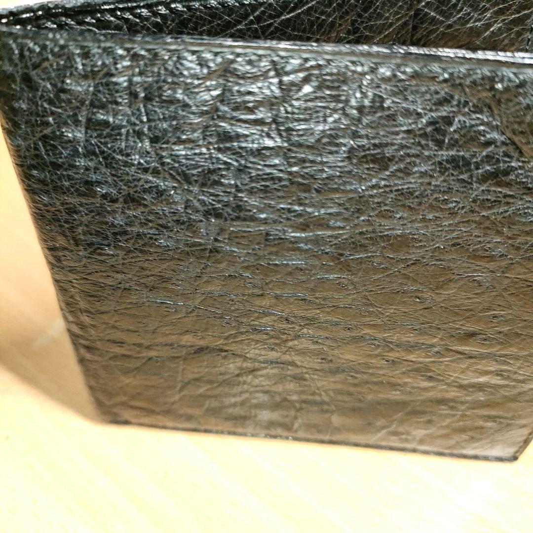 値下げしましたBORBONESE 二つ折りオーストリッチ財布 97253 黒
