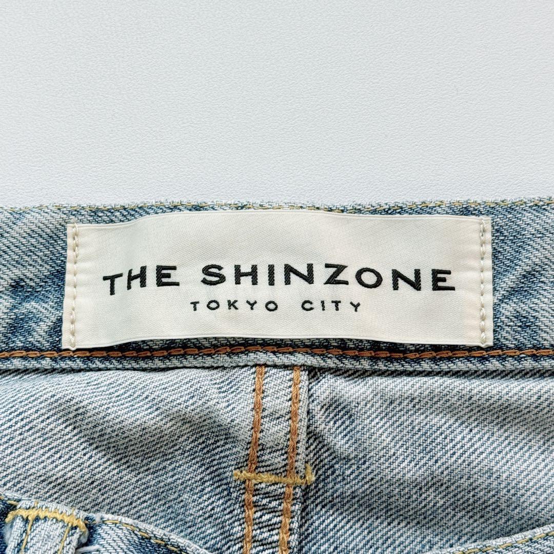 a2654【シンゾーン】カットオフテーパードデニムパンツ ジーンズ 淡色ブルー