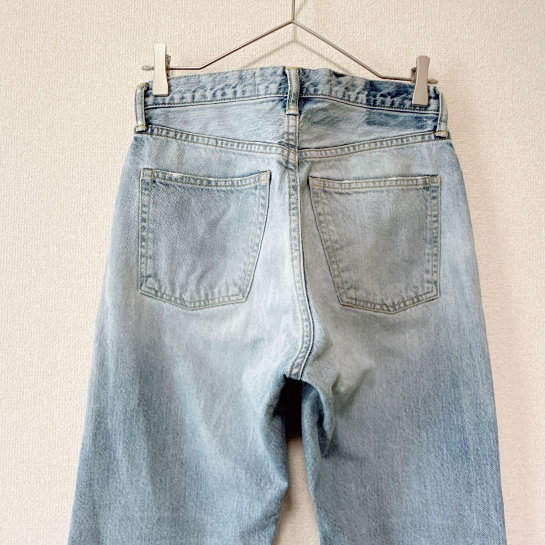 a2654【シンゾーン】カットオフテーパードデニムパンツ ジーンズ 淡色ブルー