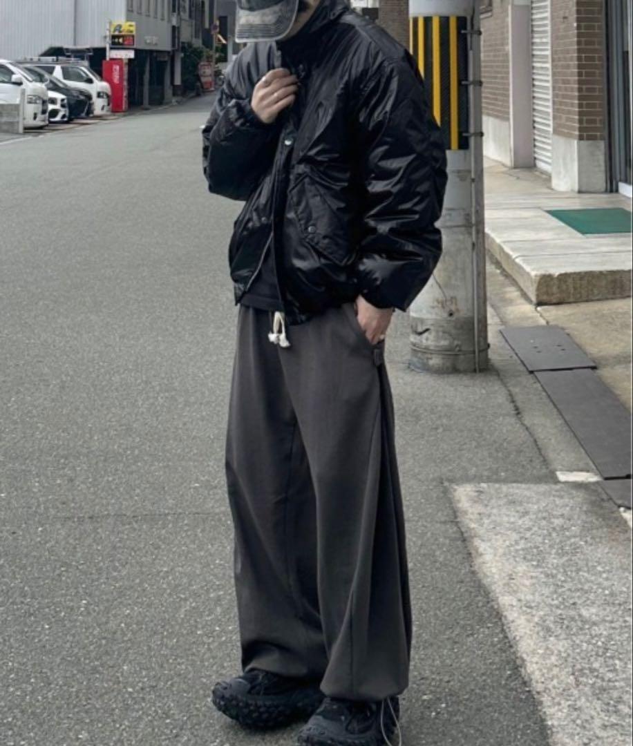 Chikashitsu+ ボタンダウンジャケット　ペティングブルゾン　L 黒