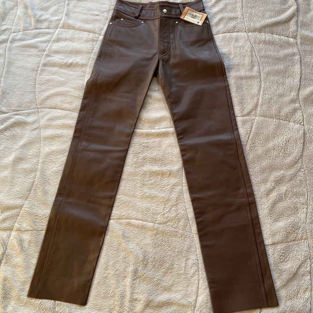 新品・タグ付き　ダークブラウン　ハーレーダビッドソン  W28 レザーパンツ
