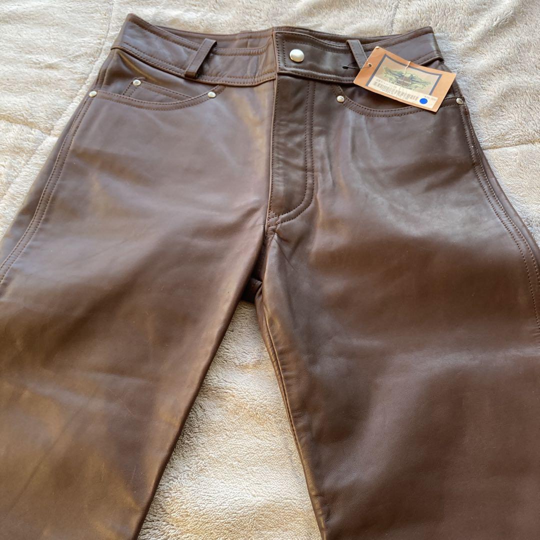 新品・タグ付き　ダークブラウン　ハーレーダビッドソン  W28 レザーパンツ