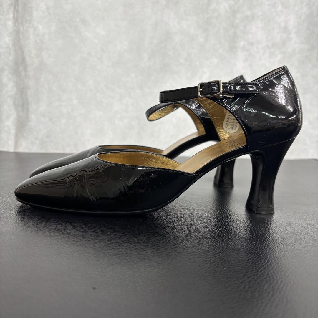 ヴェルサーチェ☆ブラックエナメル ストラップサンダル GIANNI VERSACE エナメル ストラップ サンダル ブラック