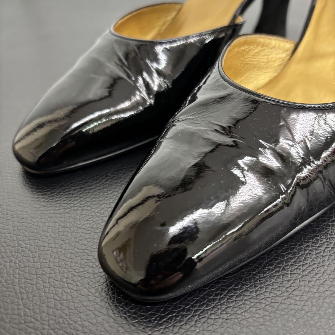 ヴェルサーチェ☆ブラックエナメル ストラップサンダル GIANNI VERSACE エナメル ストラップ サンダル ブラック