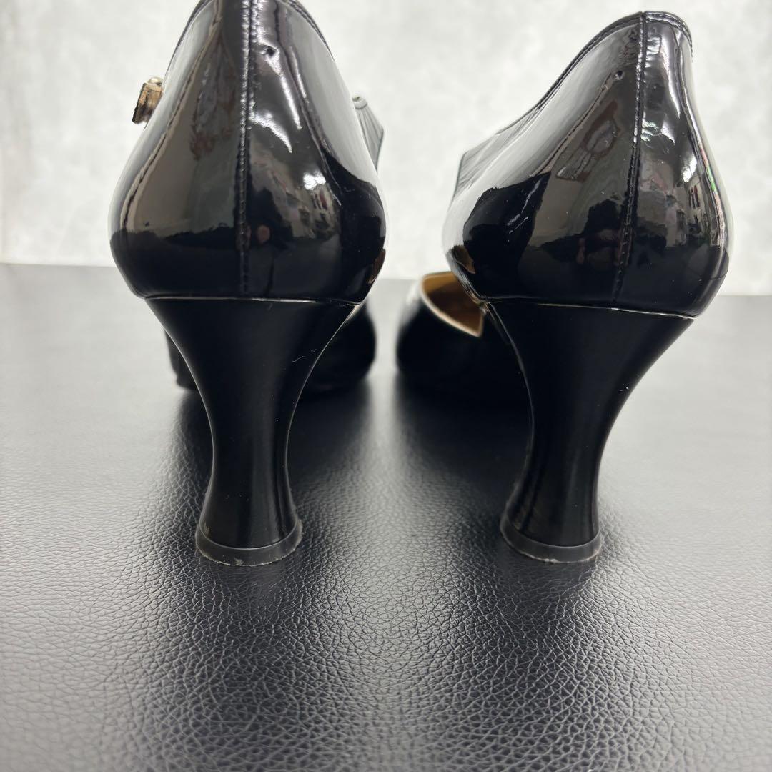 ヴェルサーチェ☆ブラックエナメル ストラップサンダル GIANNI VERSACE エナメル ストラップ サンダル ブラック