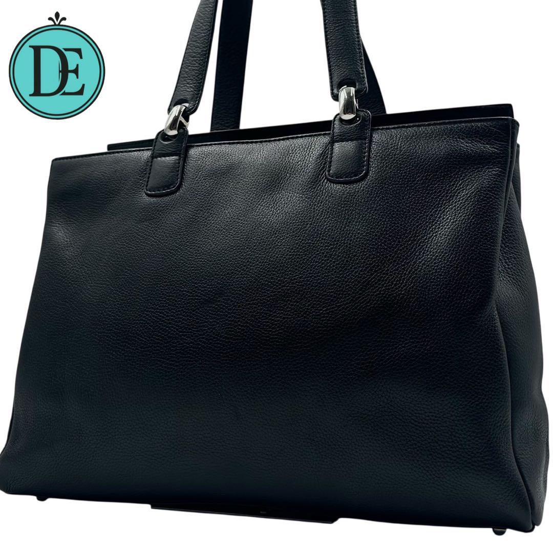 ⭐️美品⭐️LOEWEロエベ ハンドバッグ トートバッグ レザーG金具 A4収納 LOEWE トートバッグ アナグラム レザー ブラック シルバー金具