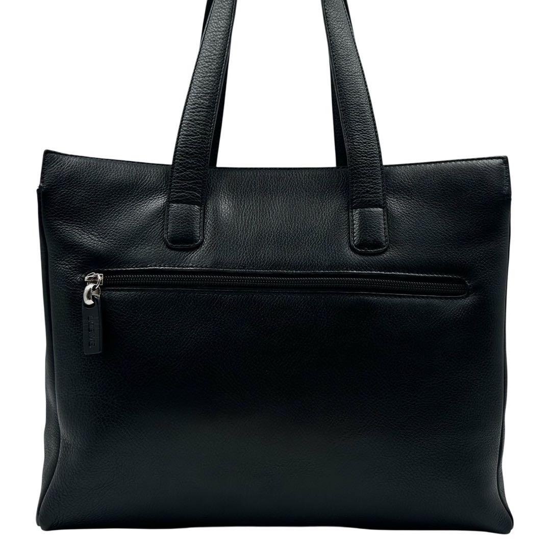 LOEWE トートバッグ アナグラム レザー ブラック シルバー金具