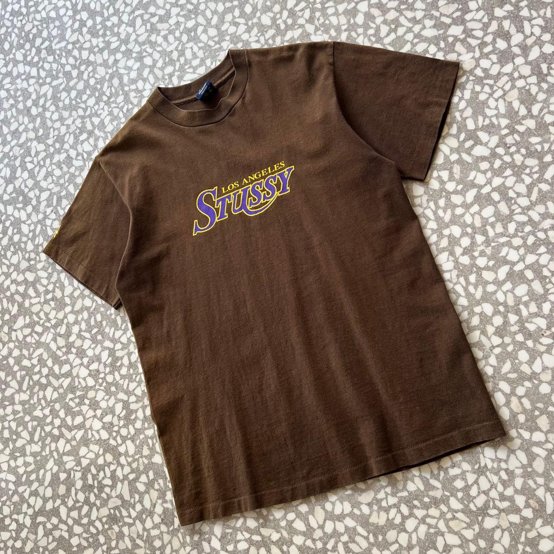 【人気ブラウン、LAKERSパロディ】stussy90年代usa製Tシャツ古着