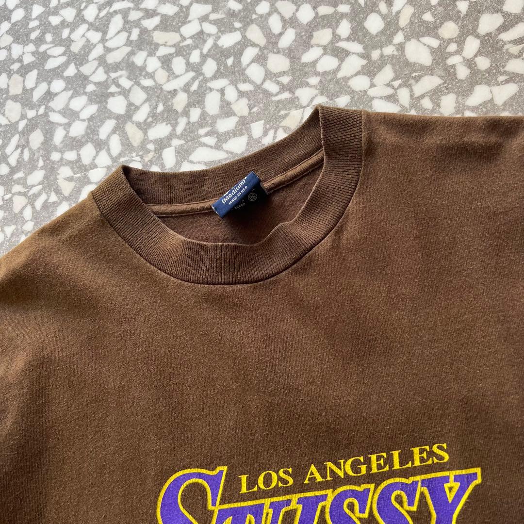 【人気ブラウン、LAKERSパロディ】stussy90年代usa製Tシャツ古着