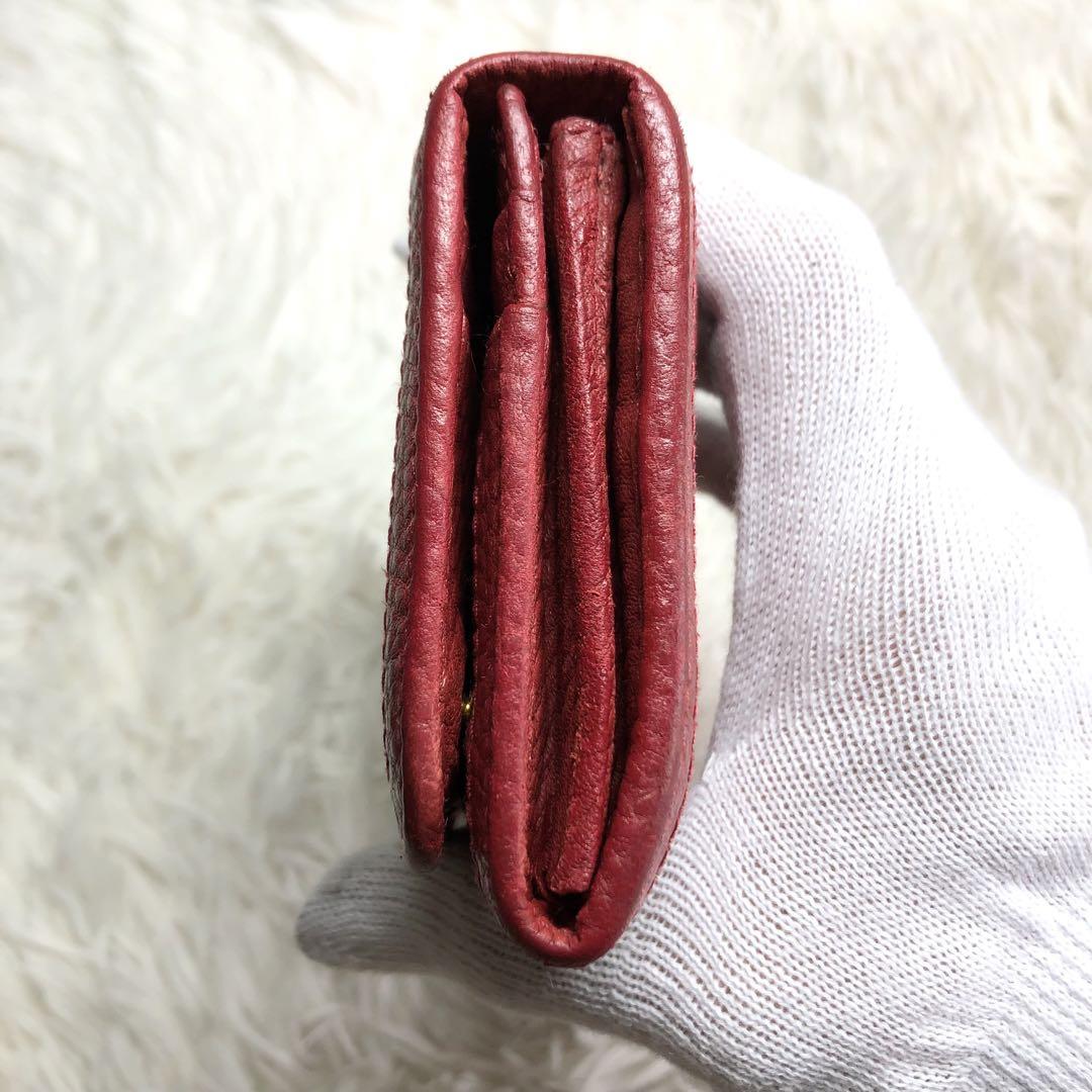 【美品✨】PRADA ヴィッテロダイノ フラップ長財布 金ロゴ レザー レッド PRADA】プラダ ヴィッテロダイノ フラップ長財布 金ロゴ レザー