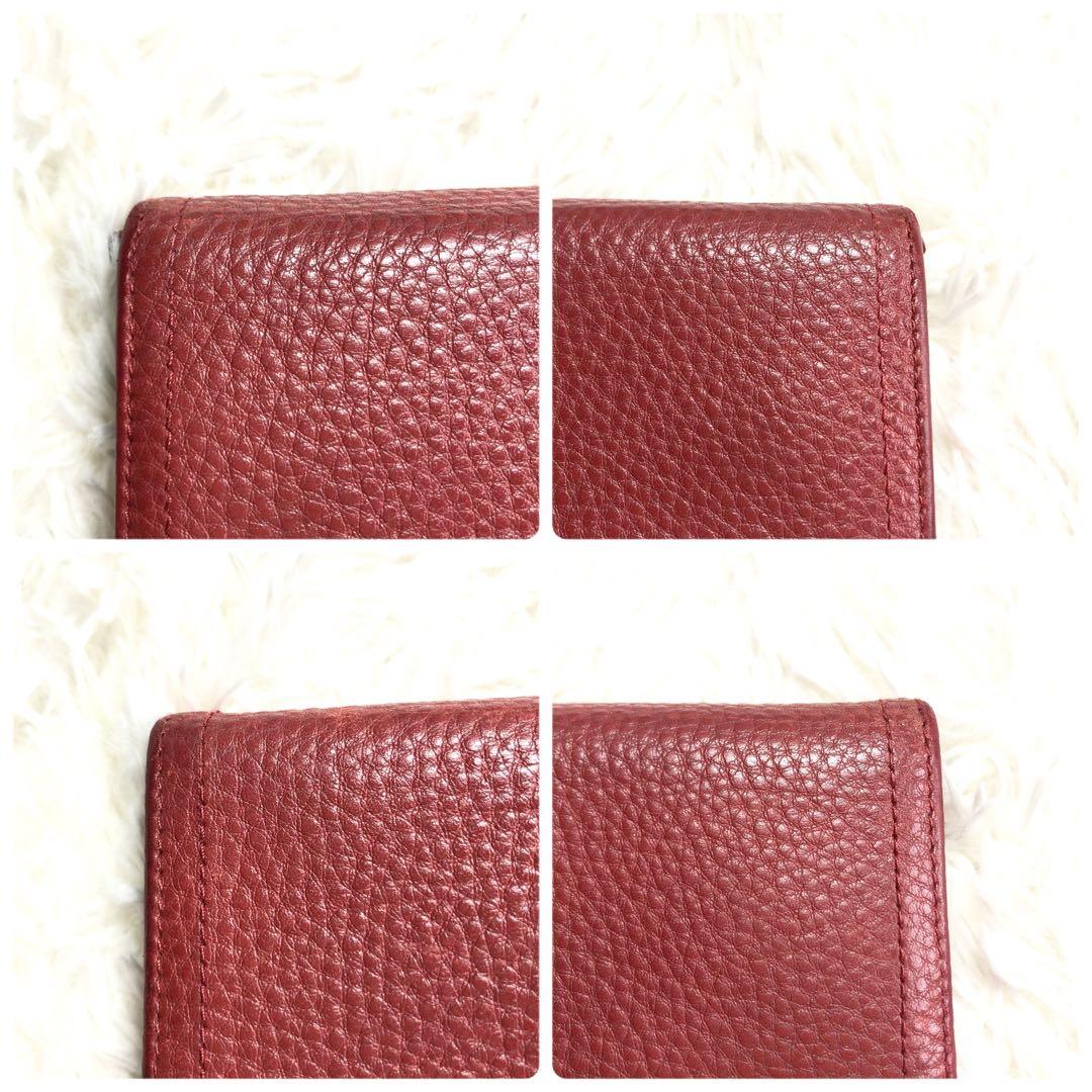 【美品✨】PRADA ヴィッテロダイノ フラップ長財布 金ロゴ レザー レッド PRADA】プラダ ヴィッテロダイノ フラップ長財布 金ロゴ レザー
