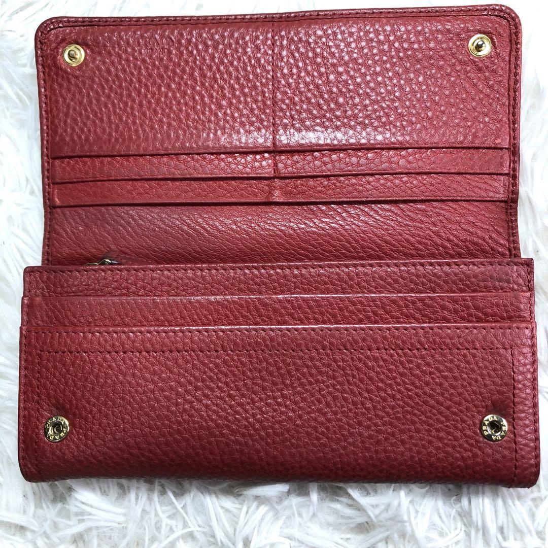 【美品✨】PRADA ヴィッテロダイノ フラップ長財布 金ロゴ レザー レッド PRADA】プラダ ヴィッテロダイノ フラップ長財布 金ロゴ レザー