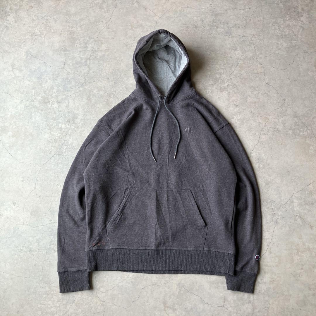 00s Champion パーカー チャコールグレー 裏起毛 チャンピオン 古着
