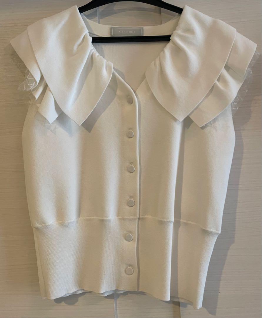 【CELFORD】チュールラッフルニットカーディガン CELFORD（セルフォード）の「チュールラッフルニット