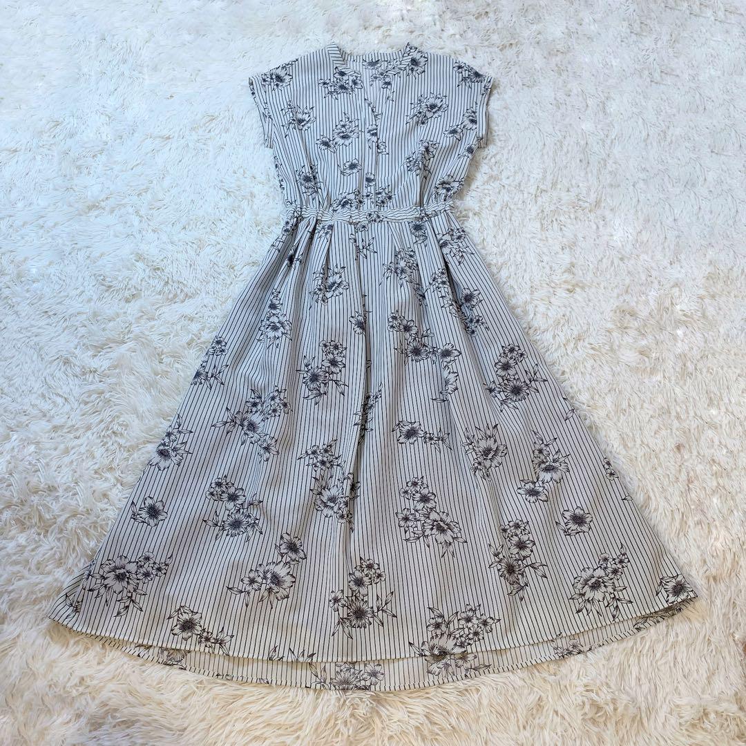 【本物保証】 極美品】IENA ストライプフラワースキッパーシャツワンピース ワンピース