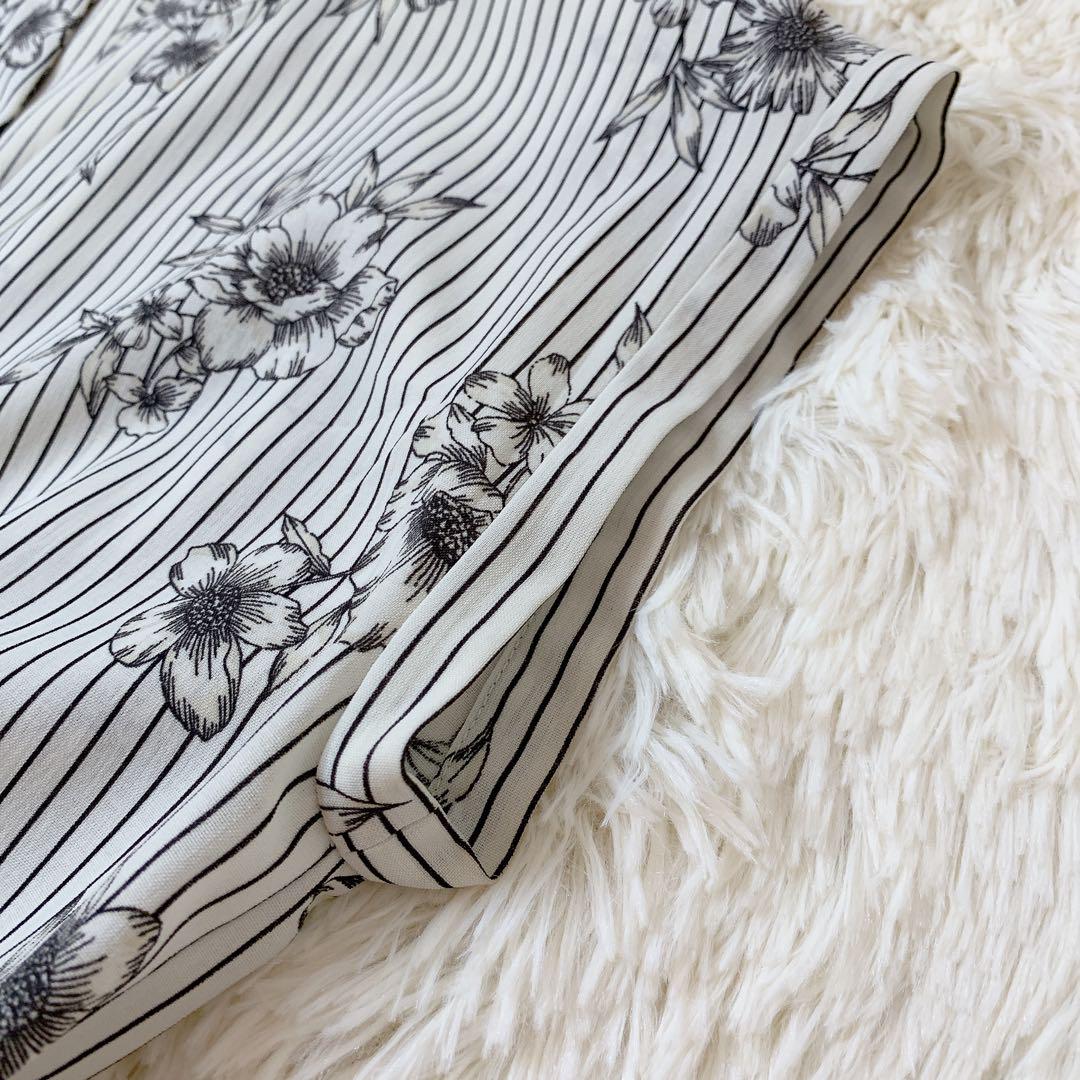 極美品】IENA ストライプフラワースキッパーシャツワンピース