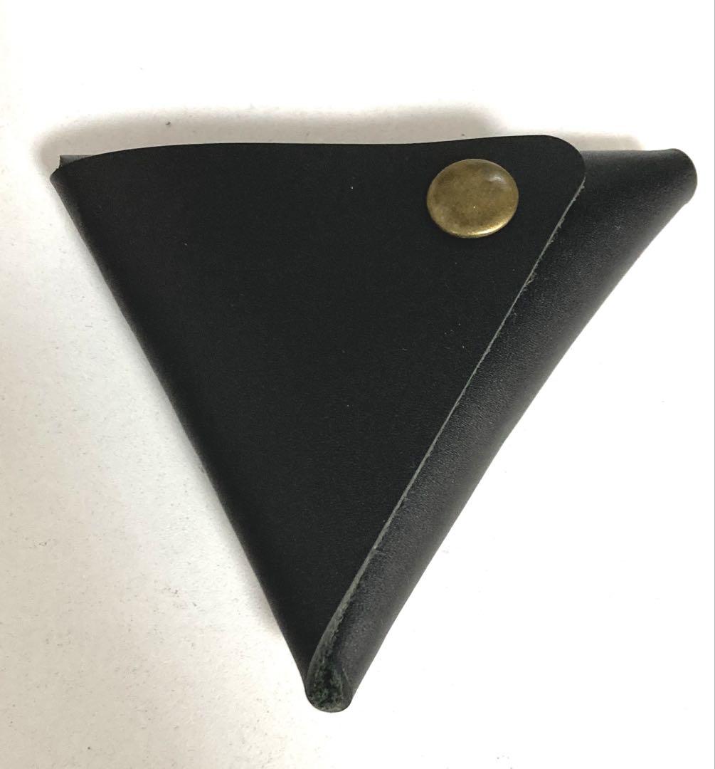 47xN9テ未使用 トップグレイン レザー 三角形コインケース