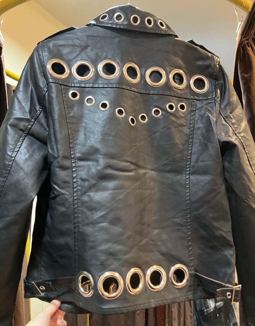 インポート✈️リング装飾付きライダースジャケット