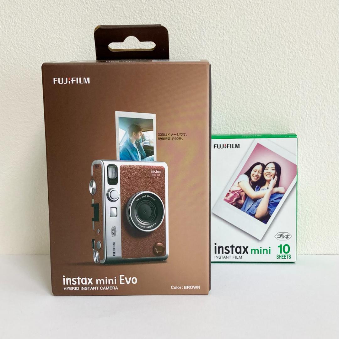 チェキ instax mini Evo茶＋フィルム10枚 セット 正規品富士フイルム