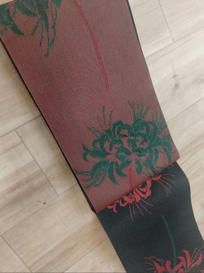 【日本製帯】 上品彼岸花◆曼珠沙華柄古典半幅帯◆純浴衣帯＆着物帯に★ 新品 Amazon.co.jp: 日本製帯 上品彼岸花◇曼珠沙華柄古典半幅帯◇純
