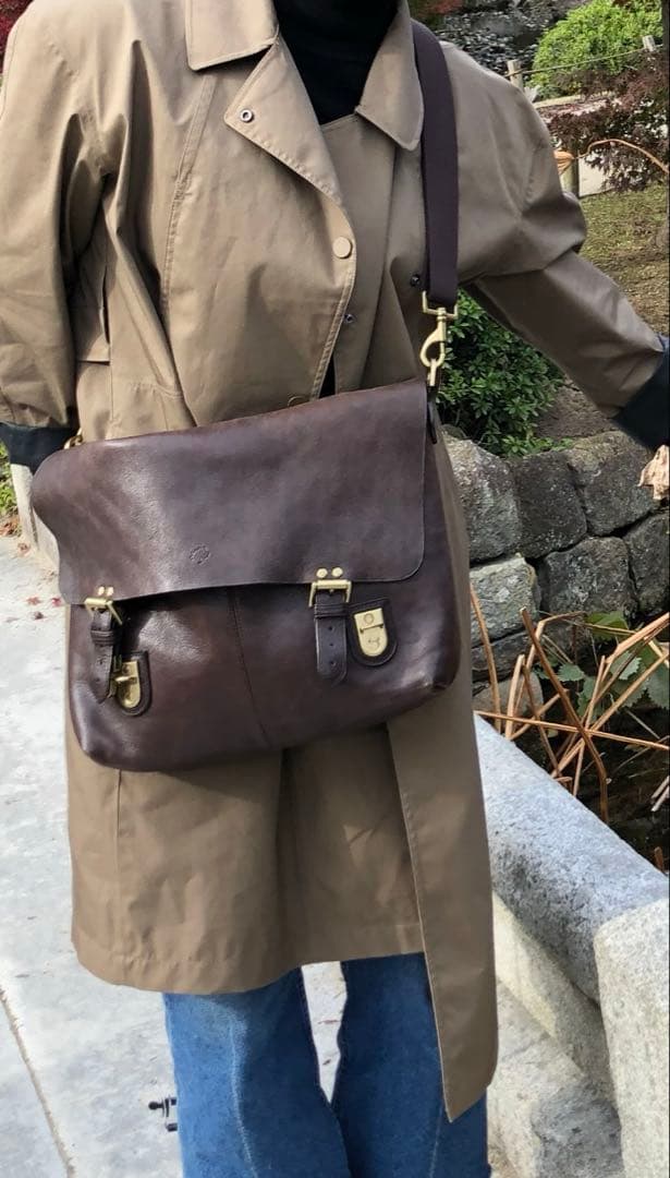 美品　マルベリー　ダークブラウン レザー メッセンジャーバッグ