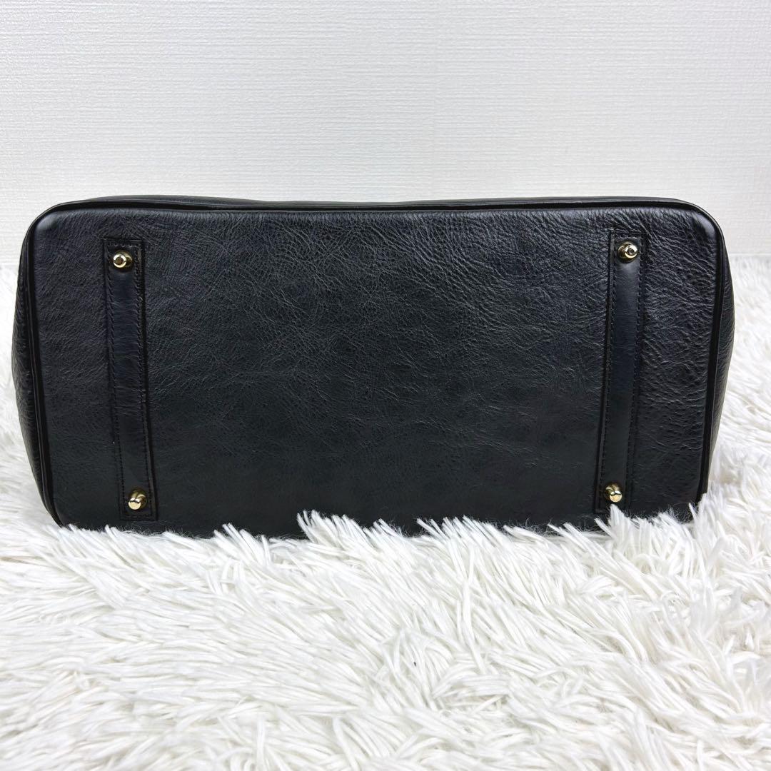 美品✨　ノーブランド　ハンドバッグ　カデナ　レザー　ゴールド金具　自立　A4可