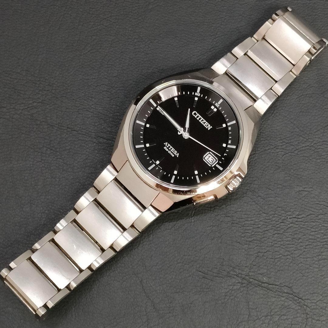 極美品　CITIZEN　シチズン　アテッサ　ブラック　シルバー　ソーラー　腕時計