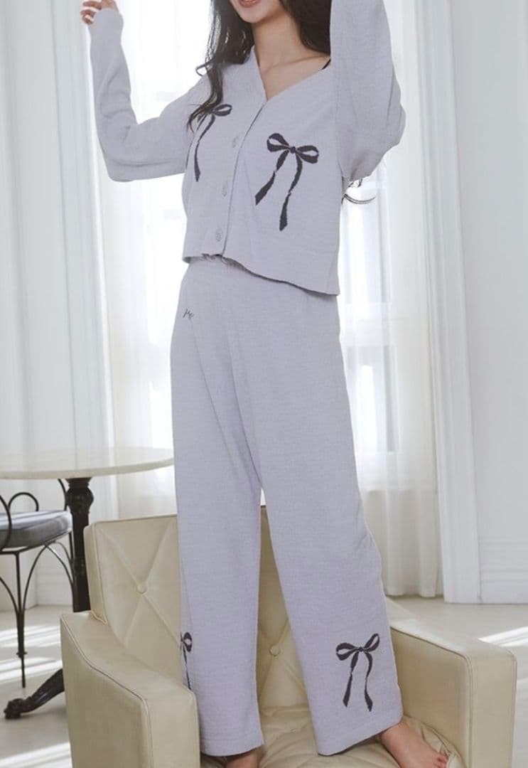 ジェラートピケ 品 リボン柄カーディガン-ロングパンツ SIZE gelato pique DECORATOM_COM_BR