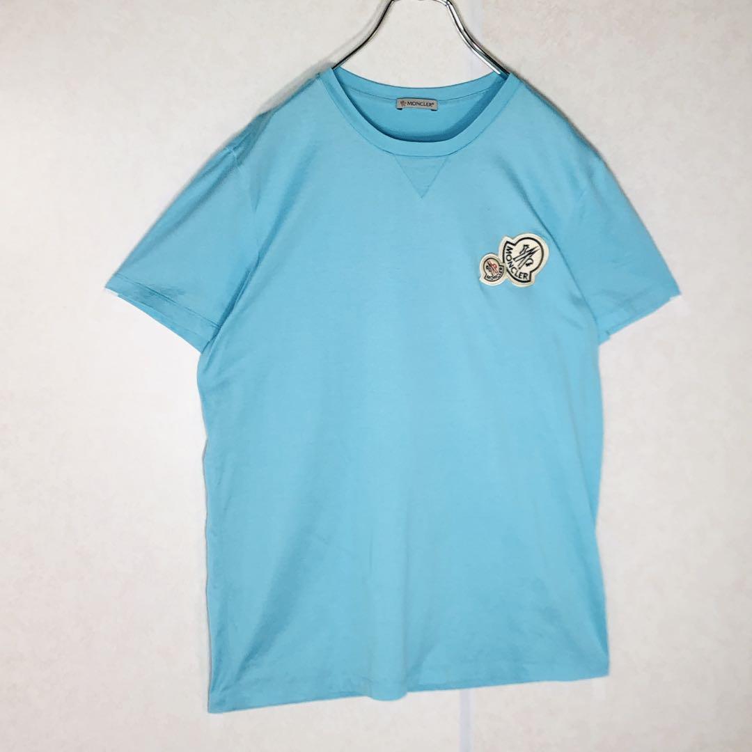 希少デザイン】モンクレール ダブル刺繍ロゴ 胸ワッペンロゴ T