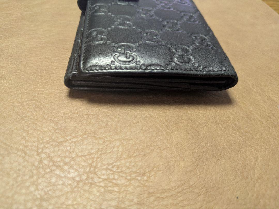 GUCCI ブラックレザー 長財布 GGパターン