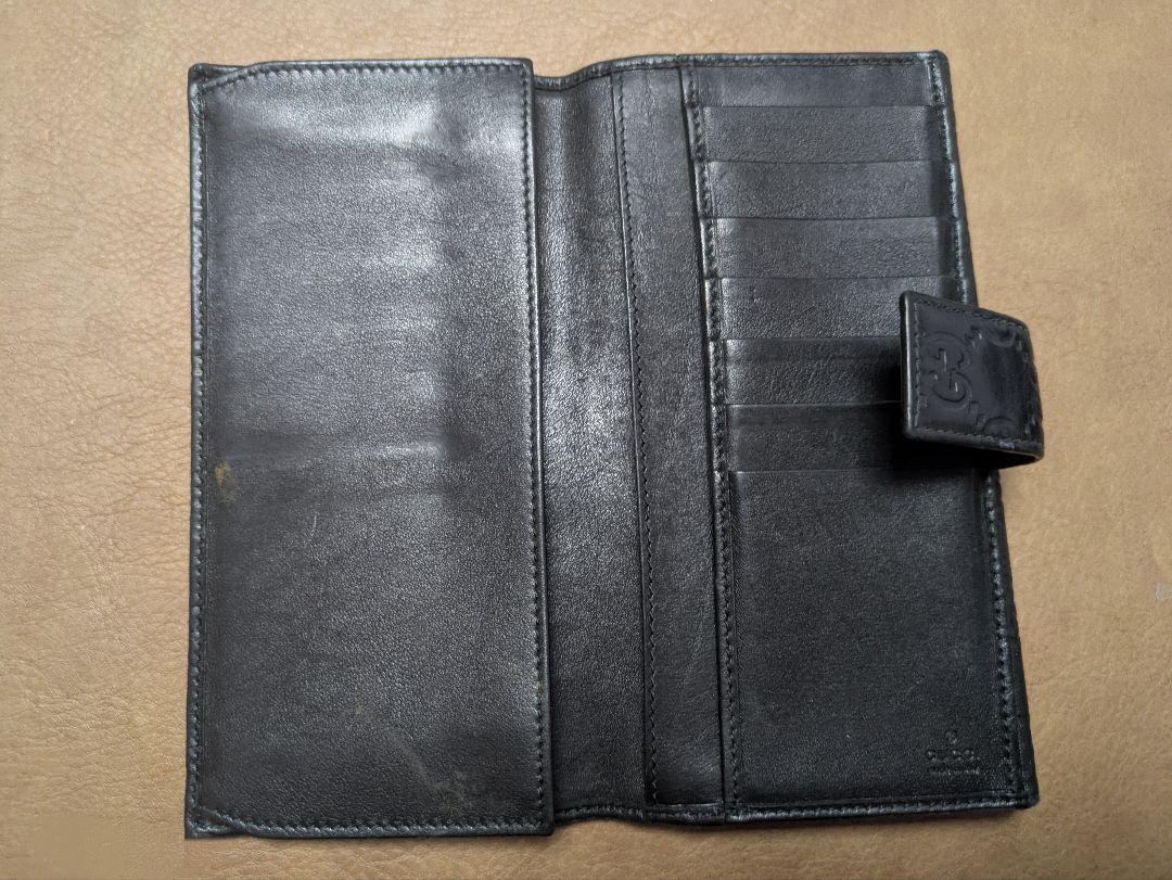 GUCCI ブラックレザー 長財布 GGパターン