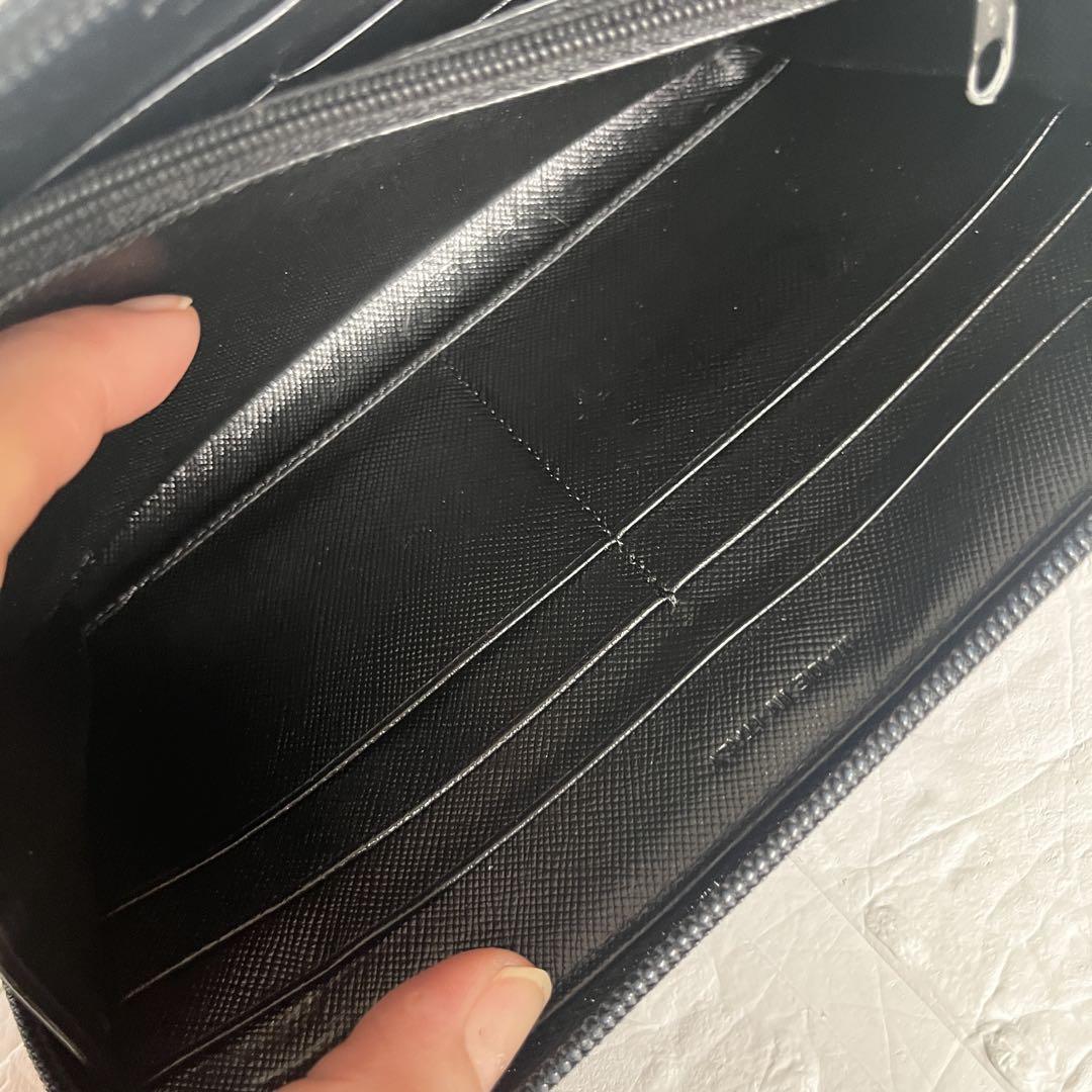 良品✨PRADA ラウンドファスナー　長財布　三角ロゴ　メンズ　ブラック