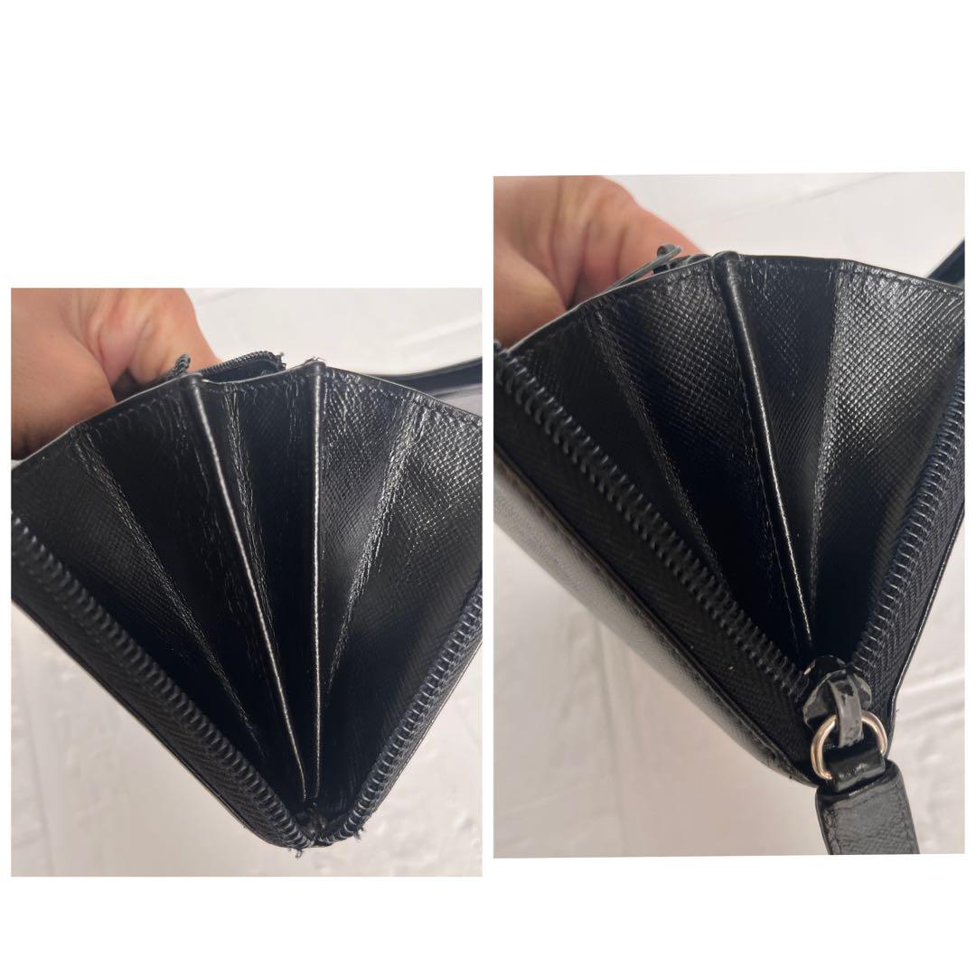 良品✨PRADA ラウンドファスナー　長財布　三角ロゴ　メンズ　ブラック