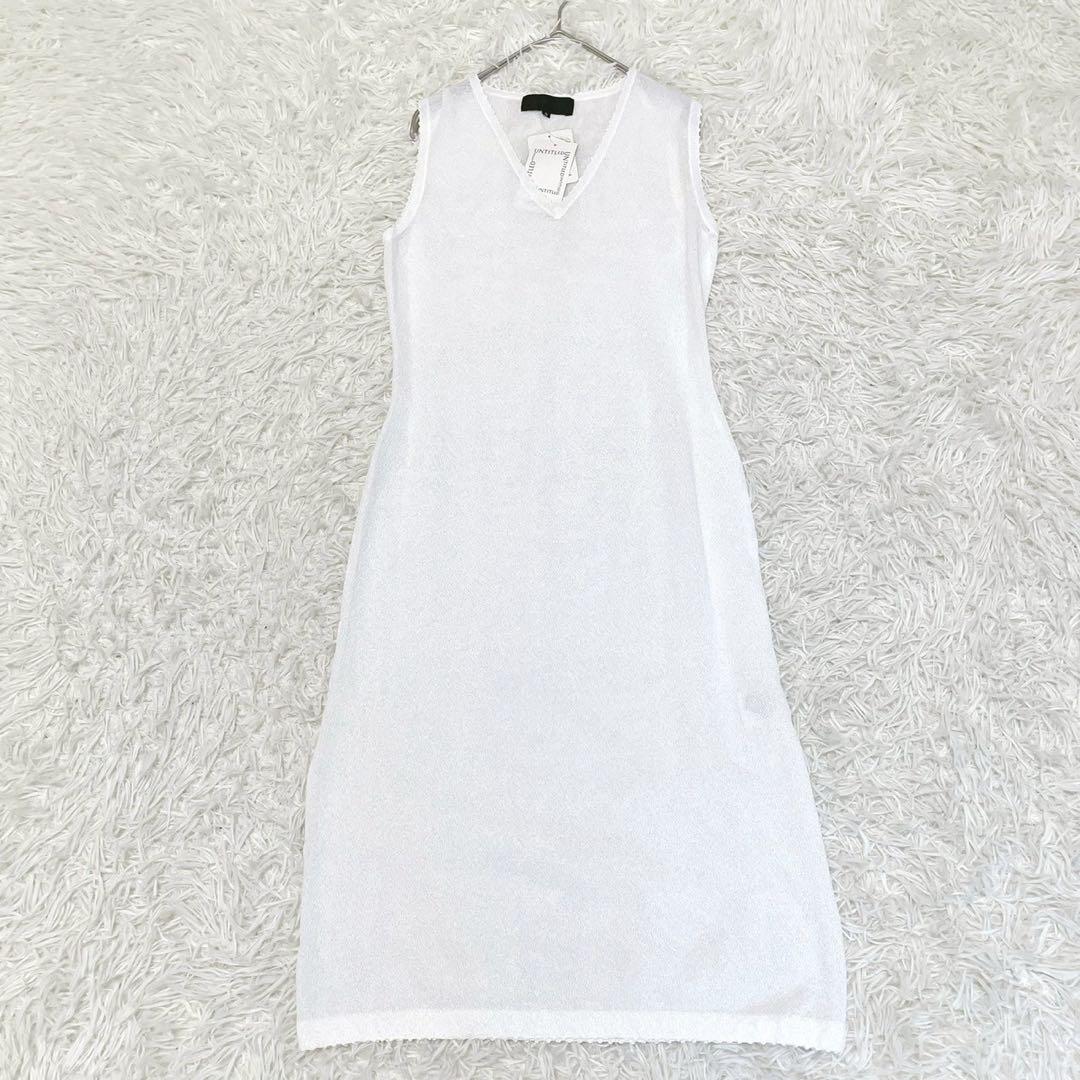 新品 『アンタイトル』 (9) Vネックシアーワンピース ノースリーブ きれいめ