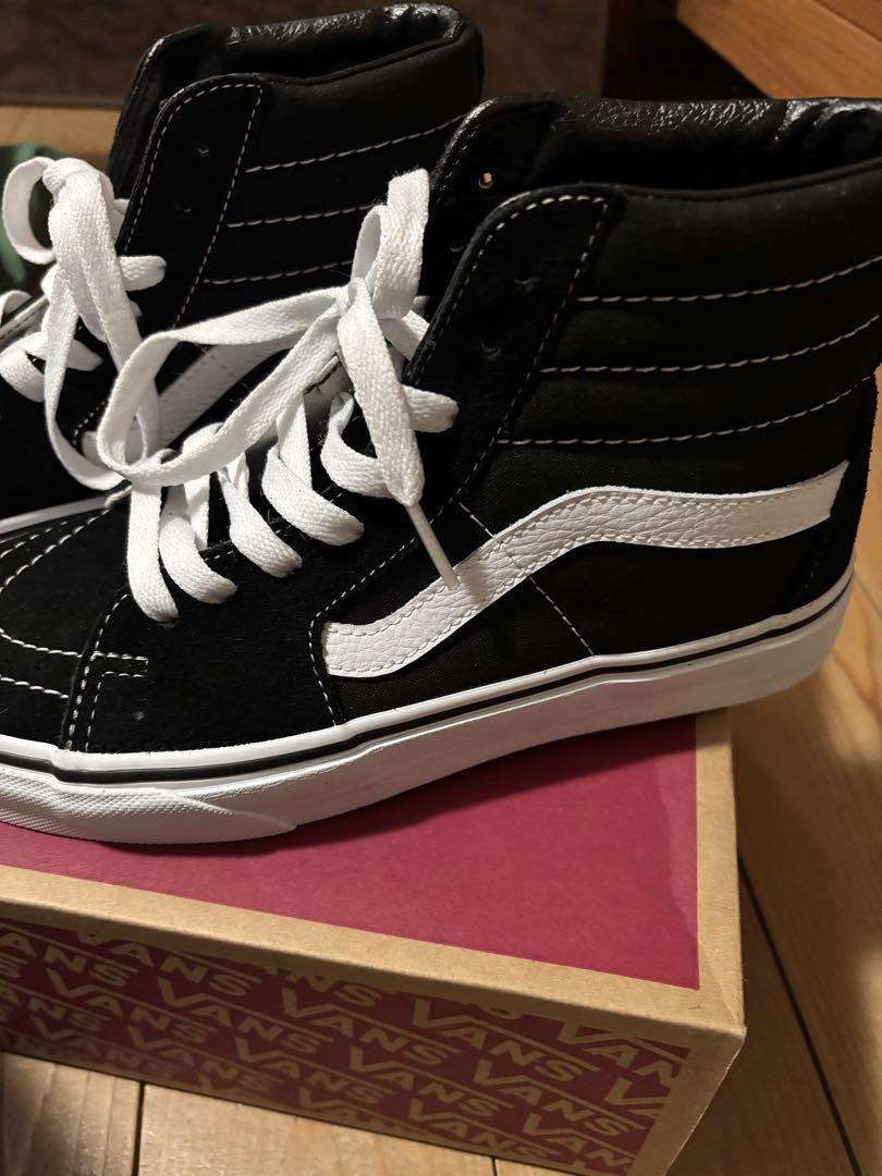Vans ブラック/ホワイト ハイカットスニーカー - メルカリ