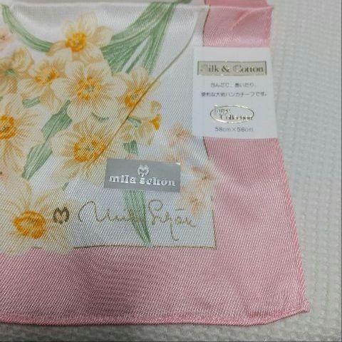 ミラ・ショーン　大判ハンカチ　春色　スイセン　桜 ミラ・ショーン 大判ハンカチ 春色 スイセン 桜