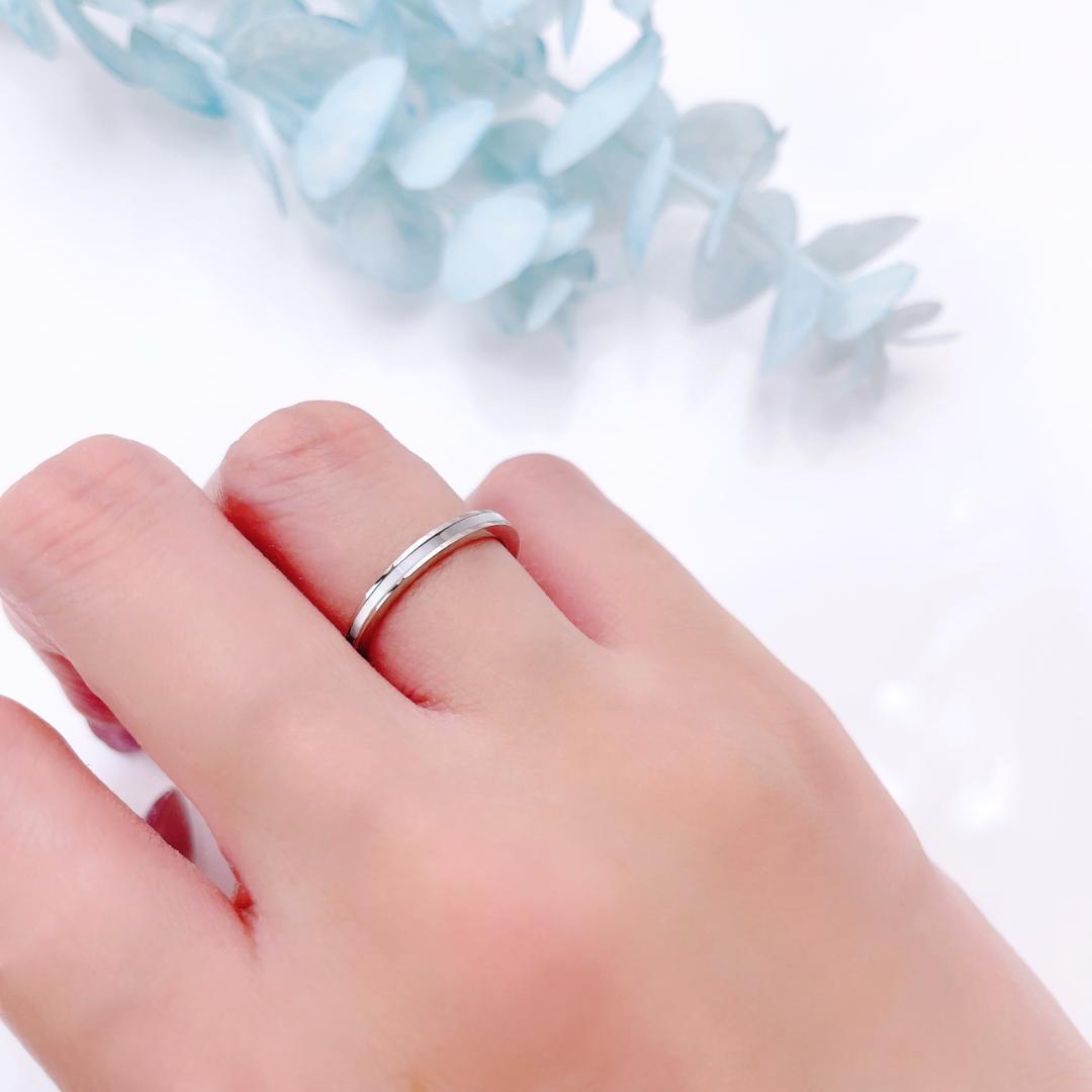 ペアリング 七色に艶めく シェルリング 刻印 結婚指輪 サージカルステンレス