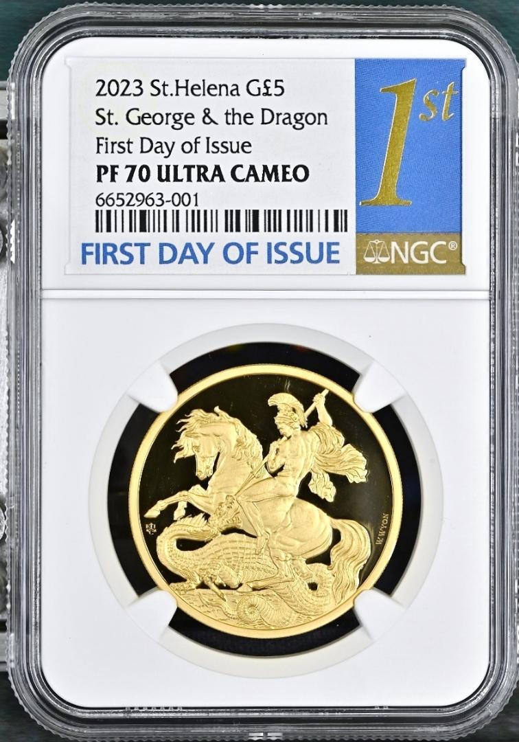 2023年 セントヘレナ セントジョージドラゴン 1オンス金貨 PF69 FDI 2023年 セントヘレナ セントジョージドラゴン 1オンス金貨 PF70 FDI