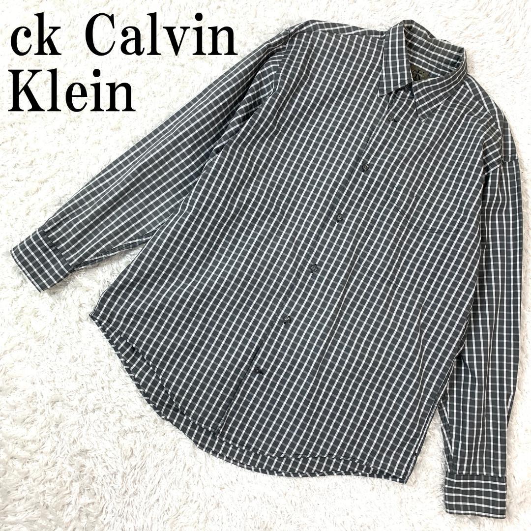 ck Calvin Klein 長袖シャツ チェック グレー M B302
