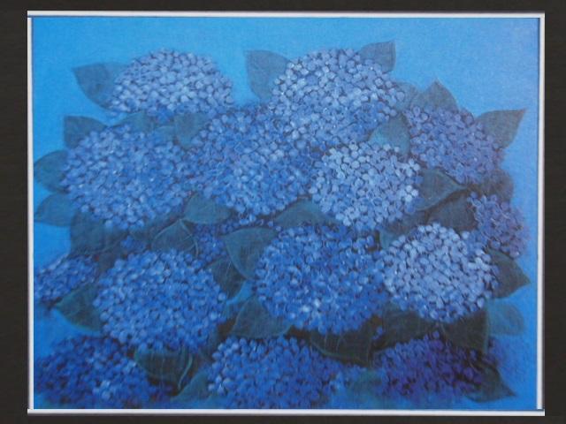 園山幹生、紫陽花のある庭、希少な画集より、新品高級額・額装付 園山幹生、【紫陽花のある庭】、「希少な画集より、状態良好