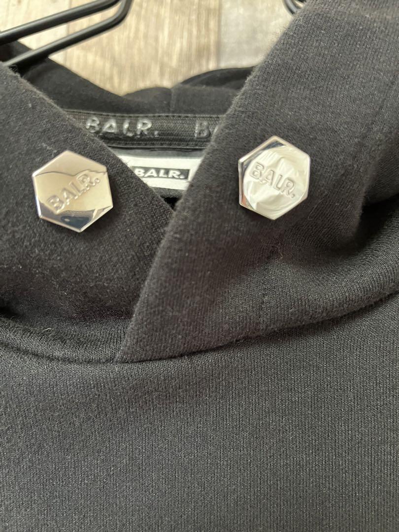 関税込◆BALR. グレー メタルロゴ フーディー ボーラー BALR. ボーラー パーカー フーディ メタルロゴ サイドジップ
