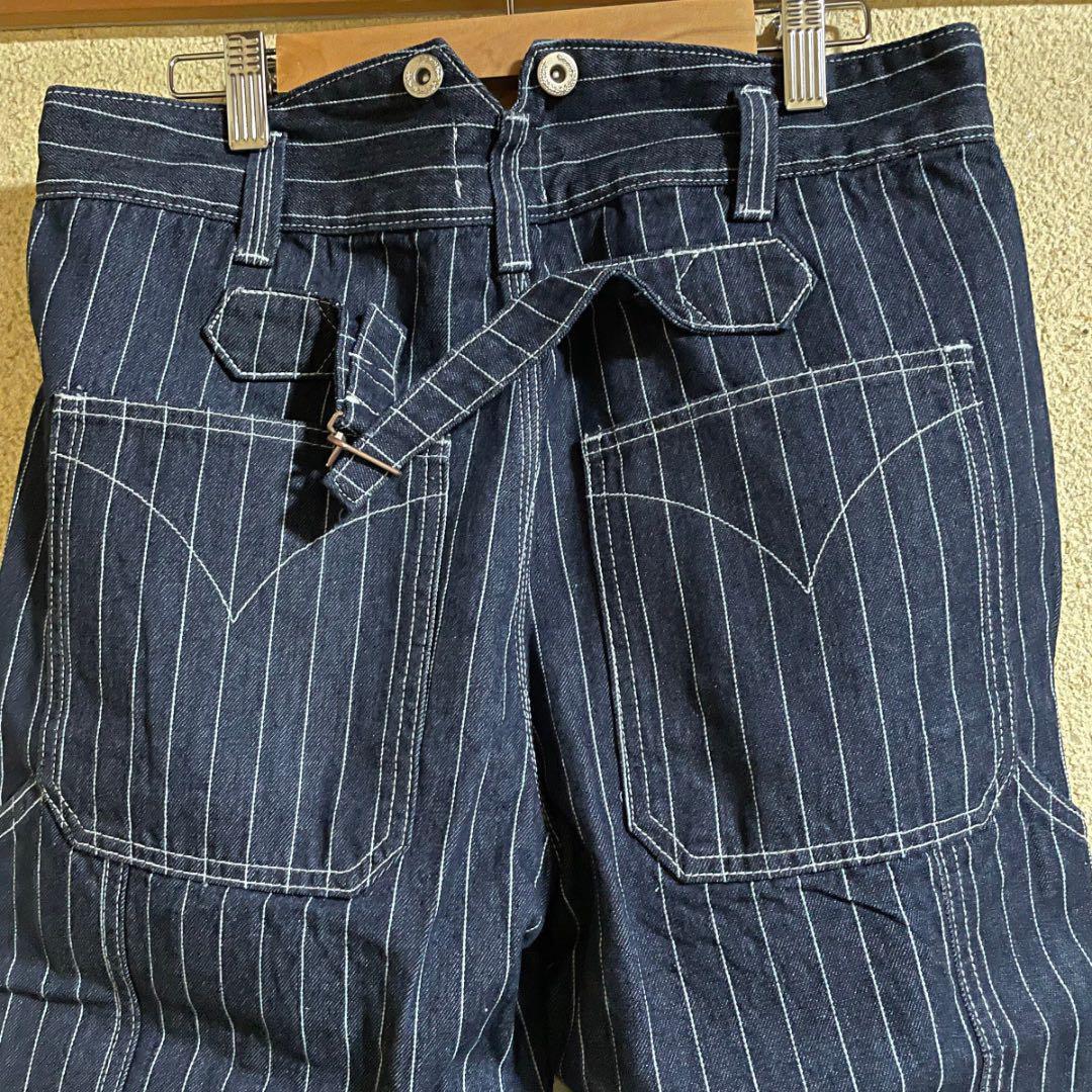 ウォバッシュ デニム ワイド パンツ ストライプ XL おしゃれ