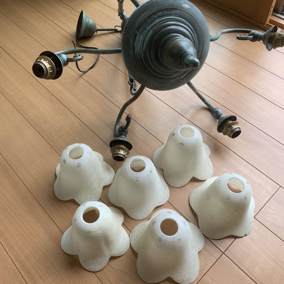 アンティーク風ダークグリーンシャンデリア