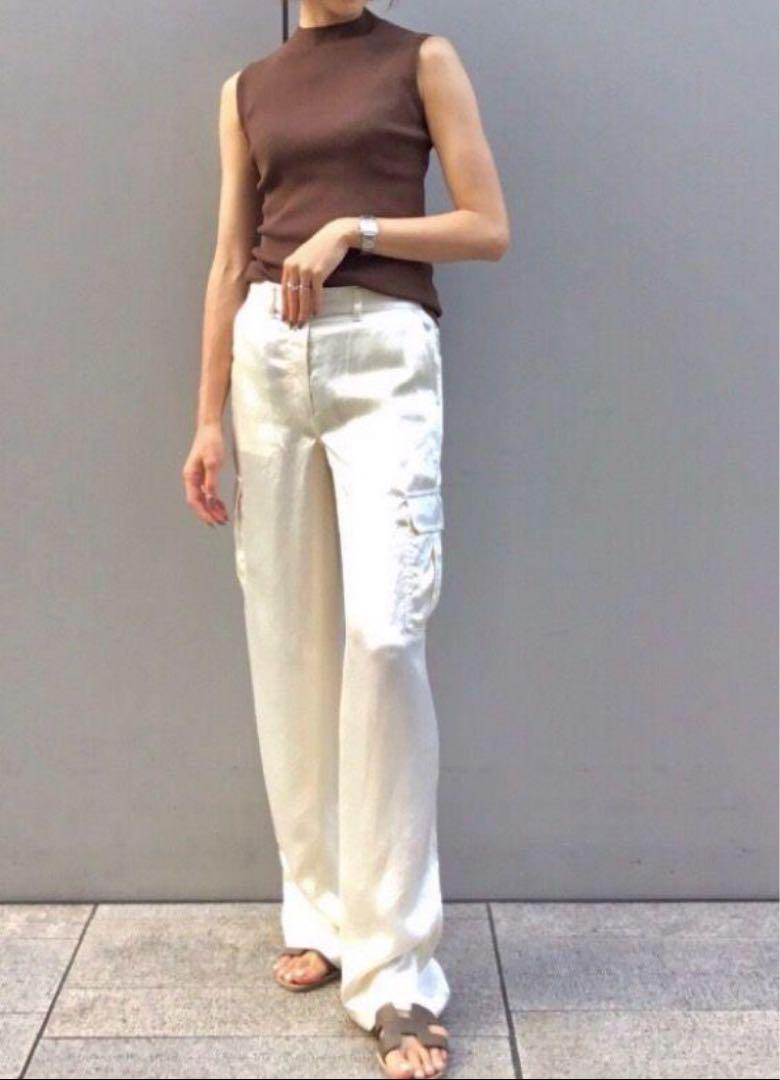 美品 Theory 23SS アセテートサテン カーゴパンツ アイボリー